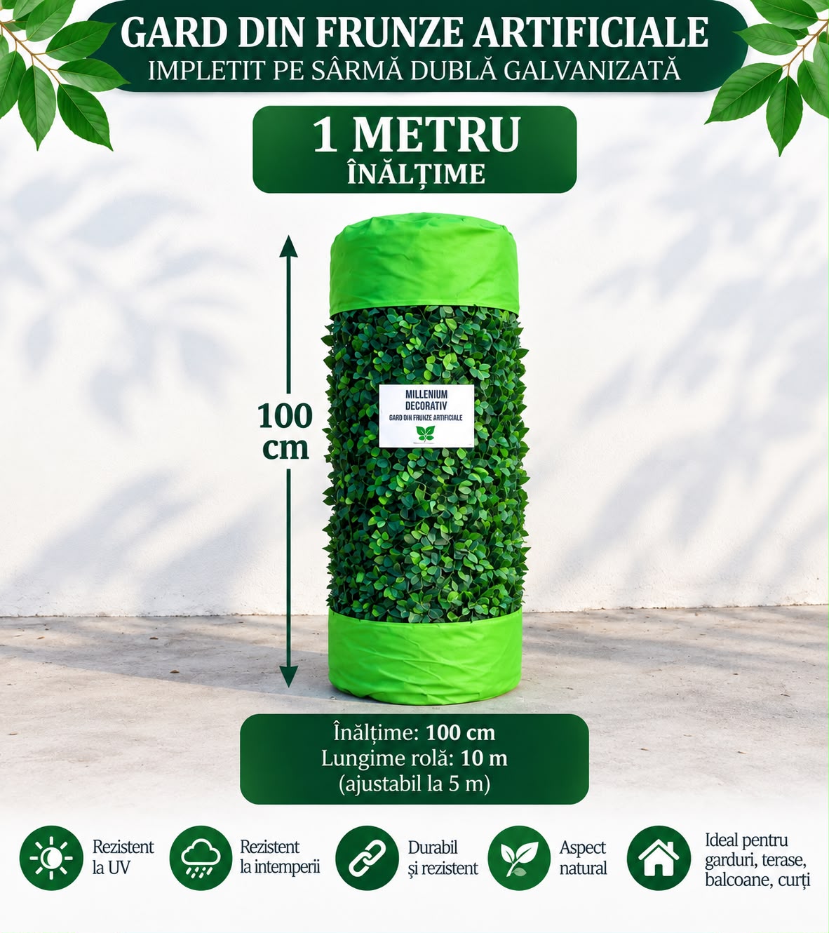 GARD DECORATIV CU FRUNZE ARTIFICIALE! - 100cm